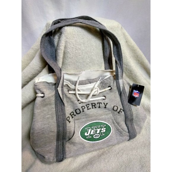 NEW YORK JETS LICENCED NFL GREY HOODIE POUCH POCKET FANWARE PURSE  W/Tags - Picture 1 of 12